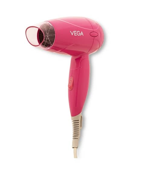 Vega Professional Travel Pro 1000-1200W Hair Dryer for Women with Powerful Motor 2 HeatSpeed Settings VHDH-33