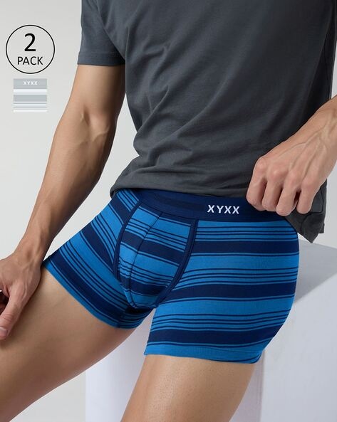 Pack of 2 Stripes Trunks with Elasticated Waistband