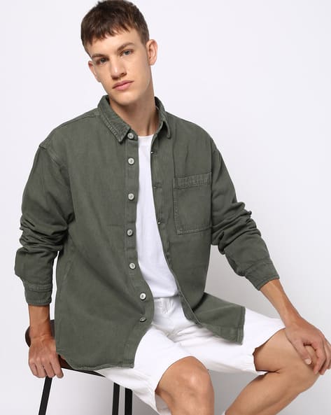Buy Olive Green Shirts for Men by YOUSTA Online | Ajio.com