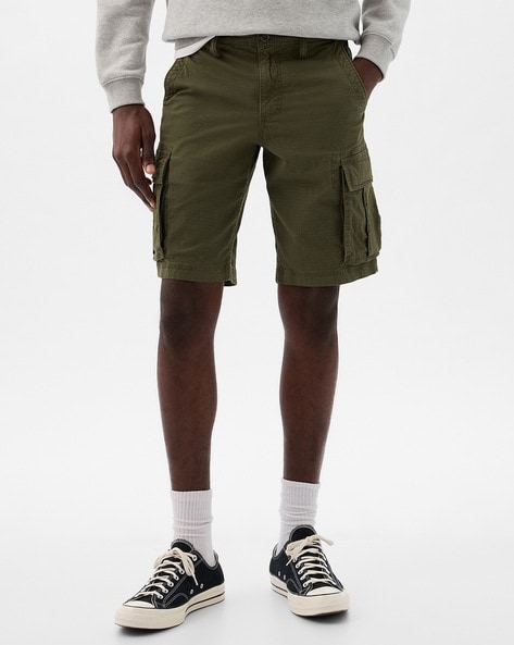 Men Mid-Rise Regular Fit Cargo Shorts