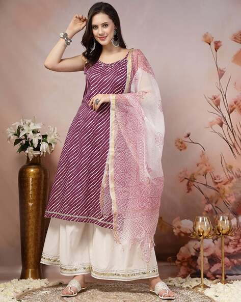 Women Striped Straight Kurta Set Price in India