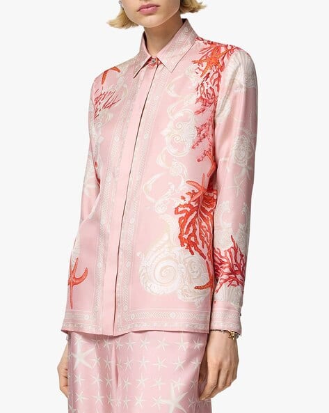 Buy VERSACE Barocco Sea Silk Shirt | Pink Color Women | AJIO