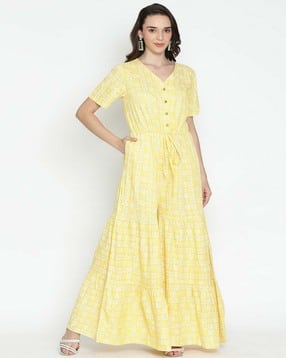 draax fashions Women Geometric Print Jumpsuit with Tie-Up Belt-picture-16