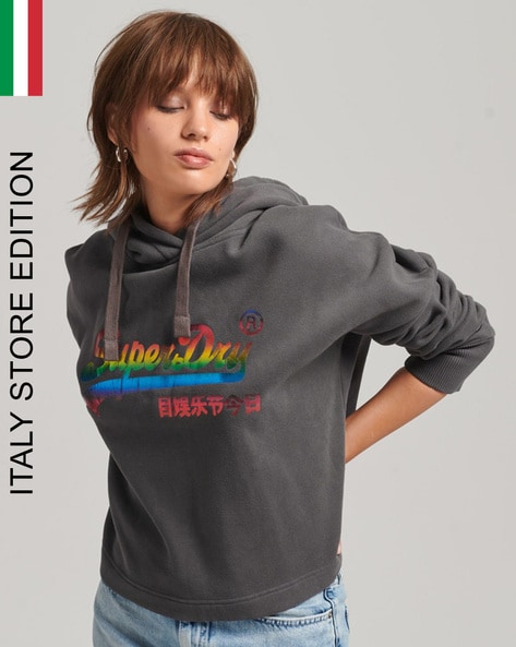 Superdry grey rainbow hoodie sale