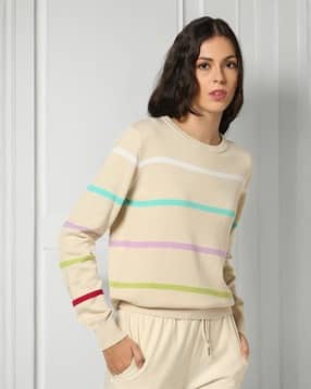 teamspirit Women Striped Flat-Knit Crew-Neck Pullover-picture-18
