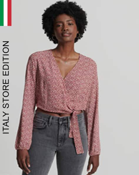 SUPERDRY Studious Floral Print Wrap Top