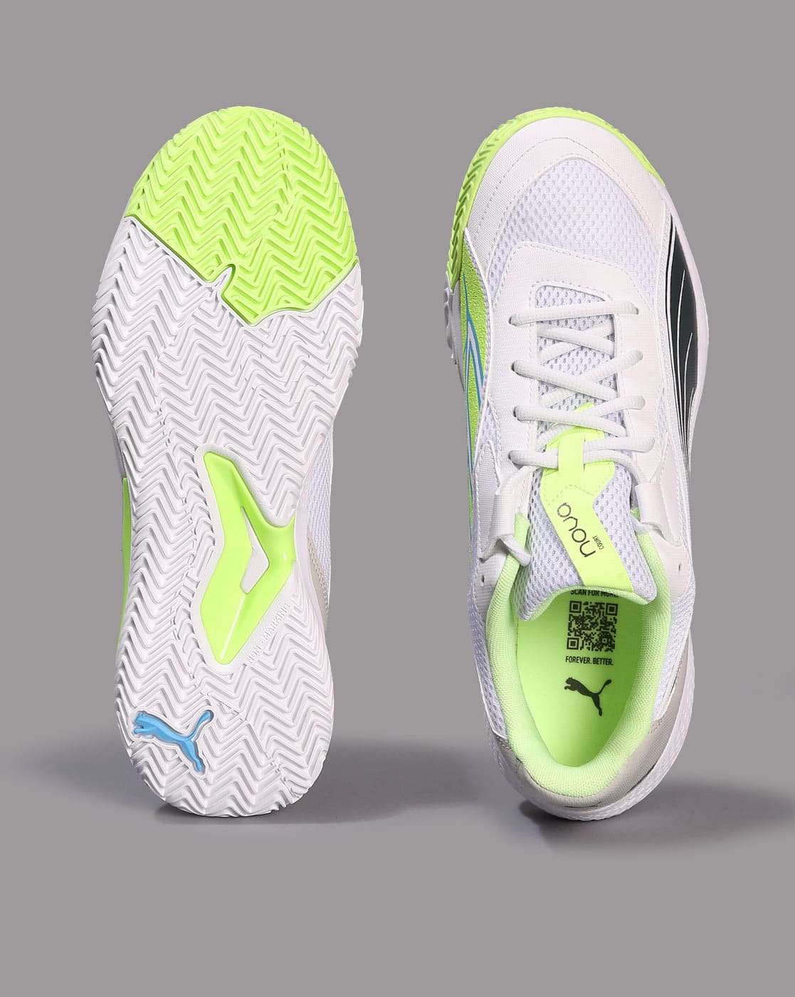 Buy Puma NOVA Court Lace-Up Tennis Shoes | White Color Men | AJIO LUXE