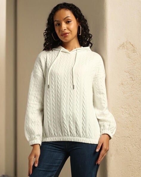 Buy White Sweatshirt & Hoodies for Women by DNMX Online | Ajio.com