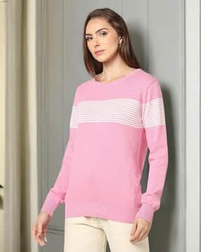 teamspirit Women Striped Flat-Knit Crew-Neck Pullover-picture-8