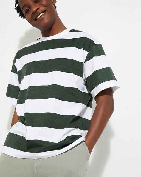 Men Striped Regular Fit Crew-Neck T-Shirt