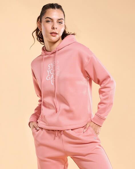 Buy Rouge Set Up Graphic Sweatshirt Hoodies for Women by ENAMOR