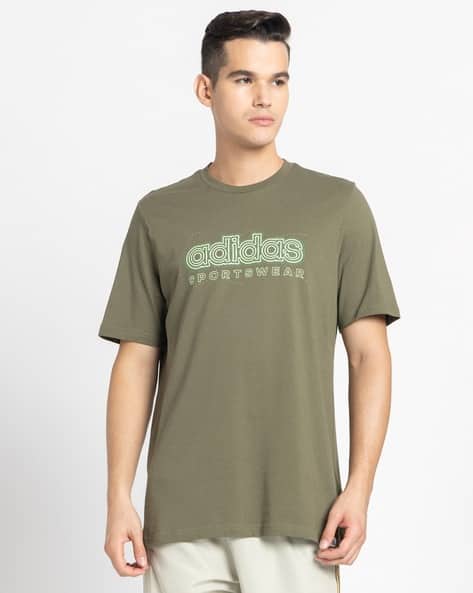 ADIDAS Men Growth Spw Brand Print Regular Fit Crew-Neck T-Shirt