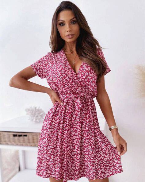 Wrap Dress Floral Maroon Maroon Floral Wrap Dress Good Moments