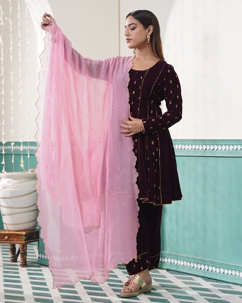 Women Embellished Organza Dupatta Price in India