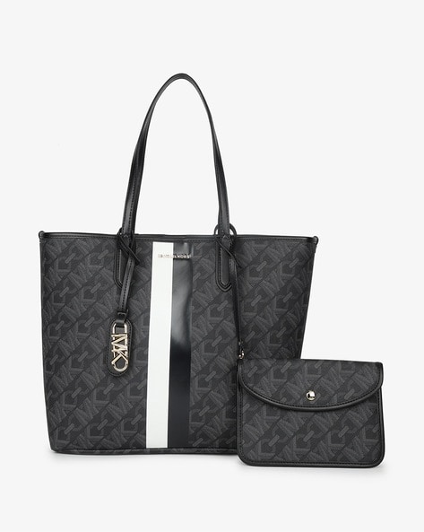 Buy Michael Kors Eliza Large Empire Signature Logo Stripe Tote Bag Black Color Women AJIO LUXE