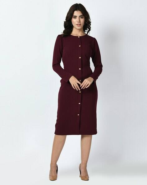 Women Sheath Dress with Full Sleeves