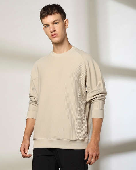 Men Ribbed Regular Fit Sweatshirt