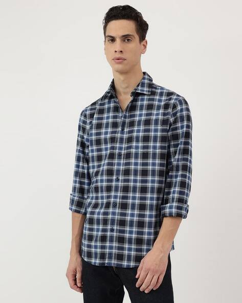 Marks & Spencer Men Checked Regular Fit Shirt with Patch Pocket