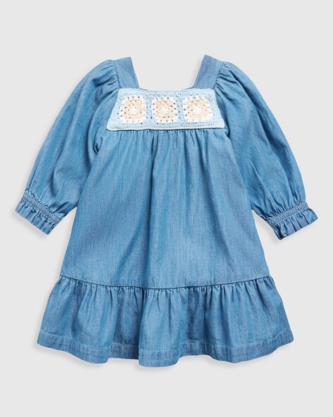 Mothercare Girls Tiered Dress with Embroidery