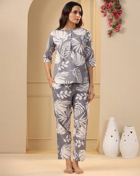 say Women Tropical Print Top & Pyjamas Set-picture-25