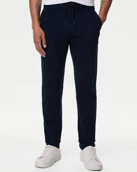 Marks & Spencer Men Tapered Fit Flat-Front Trousers