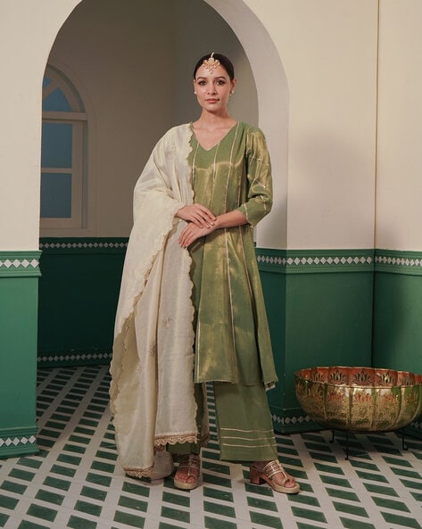 Women Embroidered Chanderi Dupatta Price in India