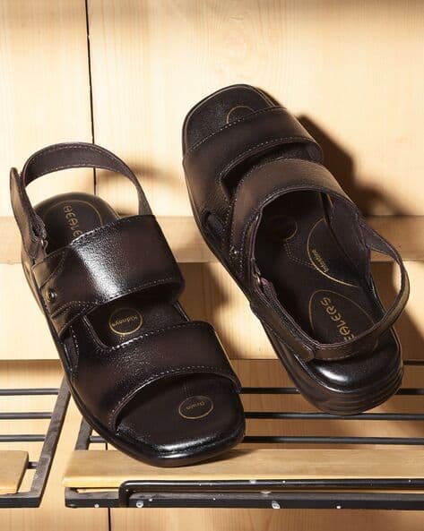 Men Open-Toe Slip-On Sandals with Velcro Fastening