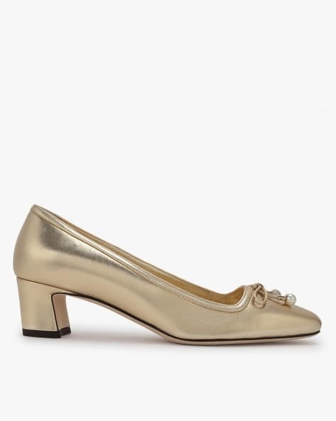 Buy Jimmy Choo Elme 45 Chunky-Heeled Shoes | Gold Color Women
