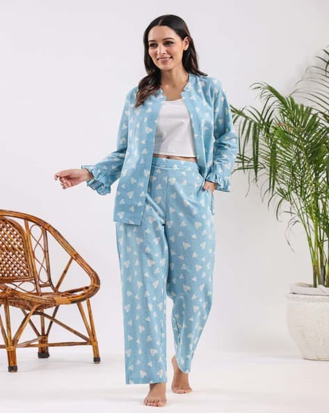 Women Quirky Print Top Pyjamas Set