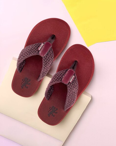 Men Braided T-Strap Slip-On Flip-Flops