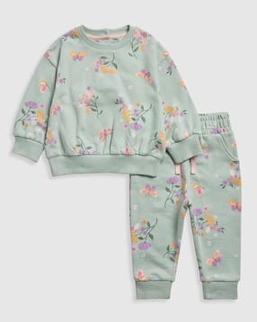 Girls Floral Print Sweatshirt & Joggers Set-image-37