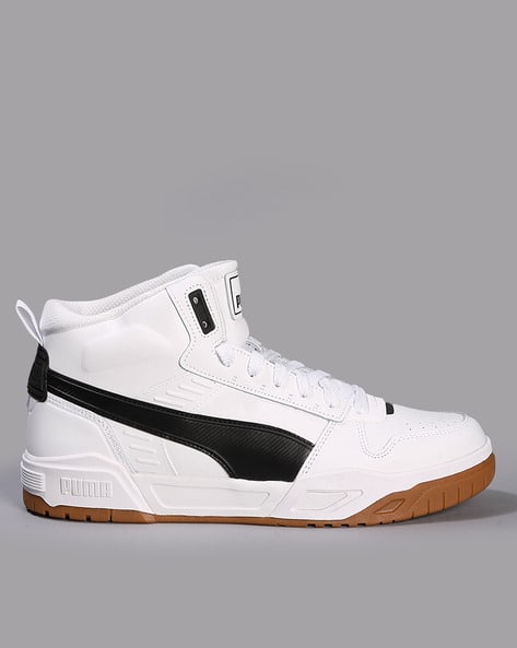 Puma Mens White Mid Top Sneakers Puma Unisex One8 Prime Mid V3