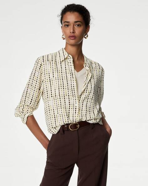 Marks & Spencer Printed Collared Button Through Blouse