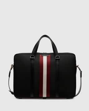 Buy Bally Code Leather Briefcase | Black Color Men | AJIO LUXE