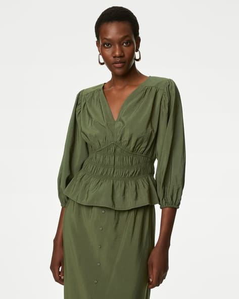 khaki peplum top