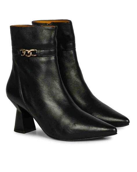 Pointed-Toe Ankle-Length Boots with Zip-Closure