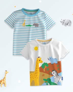 nauti nati Boys Pack of 2 Graphic Print Regular Fit Round-Neck T-Shirts-picture-19