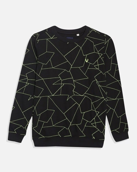 Boys Geometric Print Regular Fit Sweatshirt with Full Sleeves