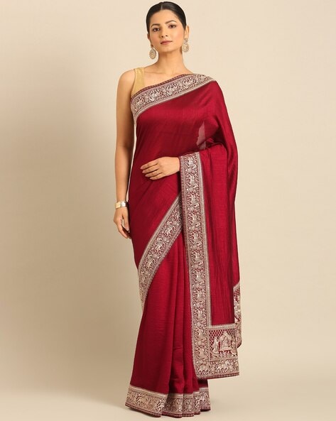 Women Saree with Embroidered Border