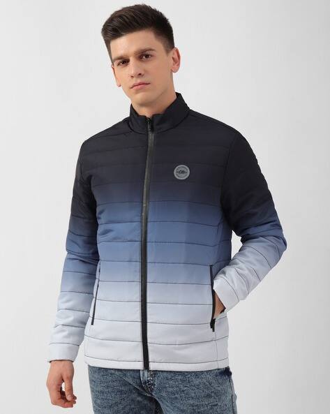 Ombre Navy Blue Down Jacket Mens Ombre Warm Men's Puffer Jacket