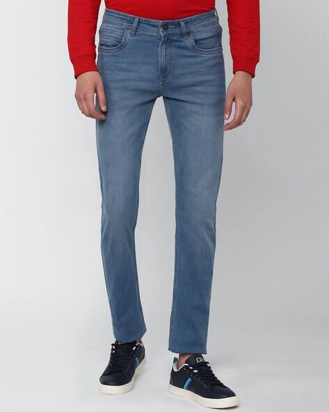 Men Heavily Washed Tapered Fit Jeans
