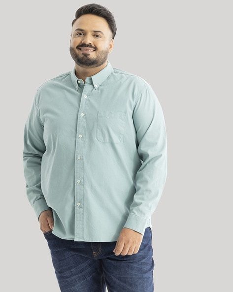 Men Plus Size Regular Fit Shirt with Patch Pocket