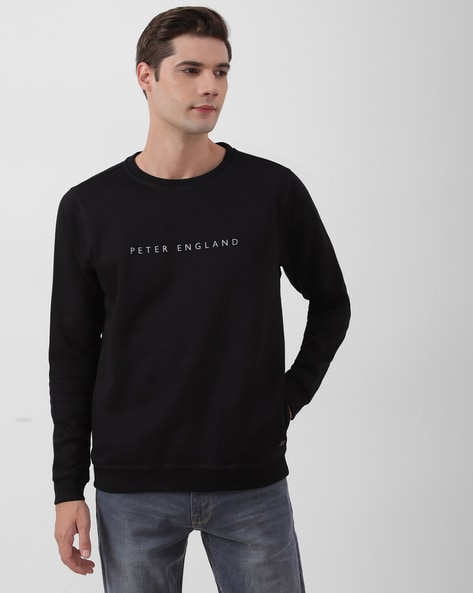 Men Brand Print Regular Fit Crew-Neck Sweatshirt