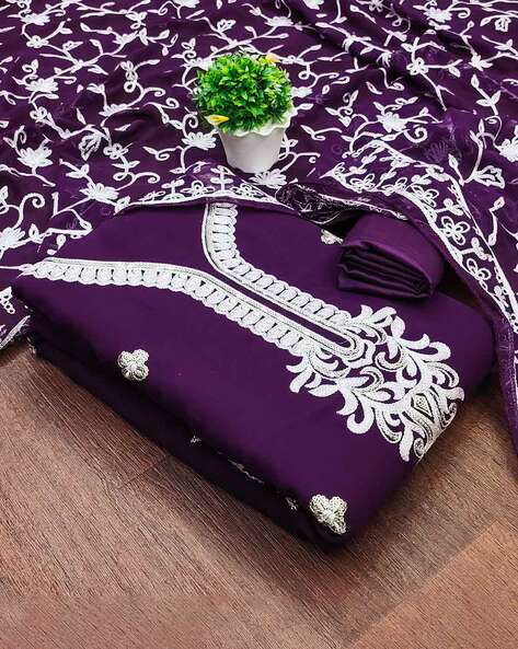 Women Embroidery Unstitched Dress Material Price in India