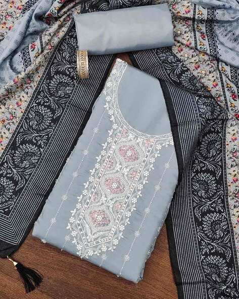 Embellished Unstitched Dress Material Price in India