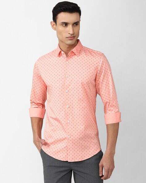 Men Micro Print Slim Fit Shirt