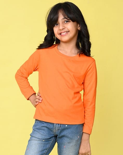 Girls Regular Fit Round-Neck T-Shirt