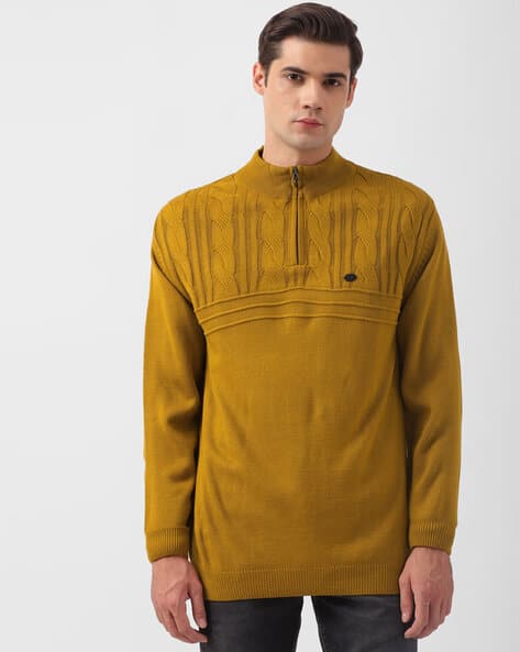 Men Patterned Regular Fit Henley-Neck Pullover