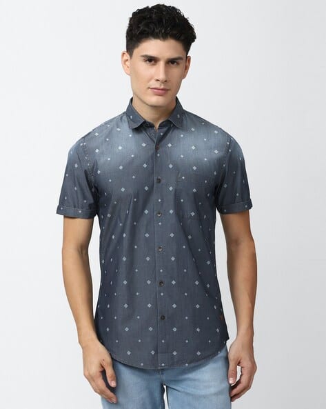 Men Printed Half-Sleeve Extra Slim Fit Shirt