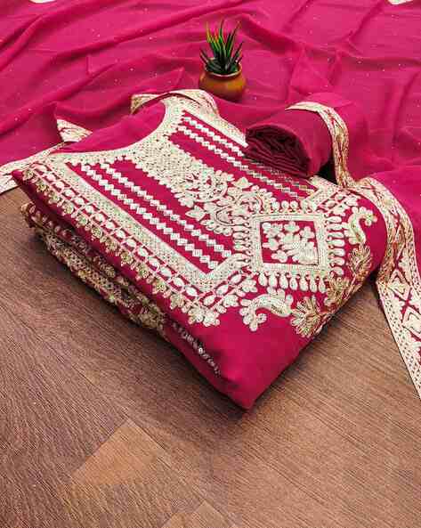 Embellished Unstitched Dress Material Price in India